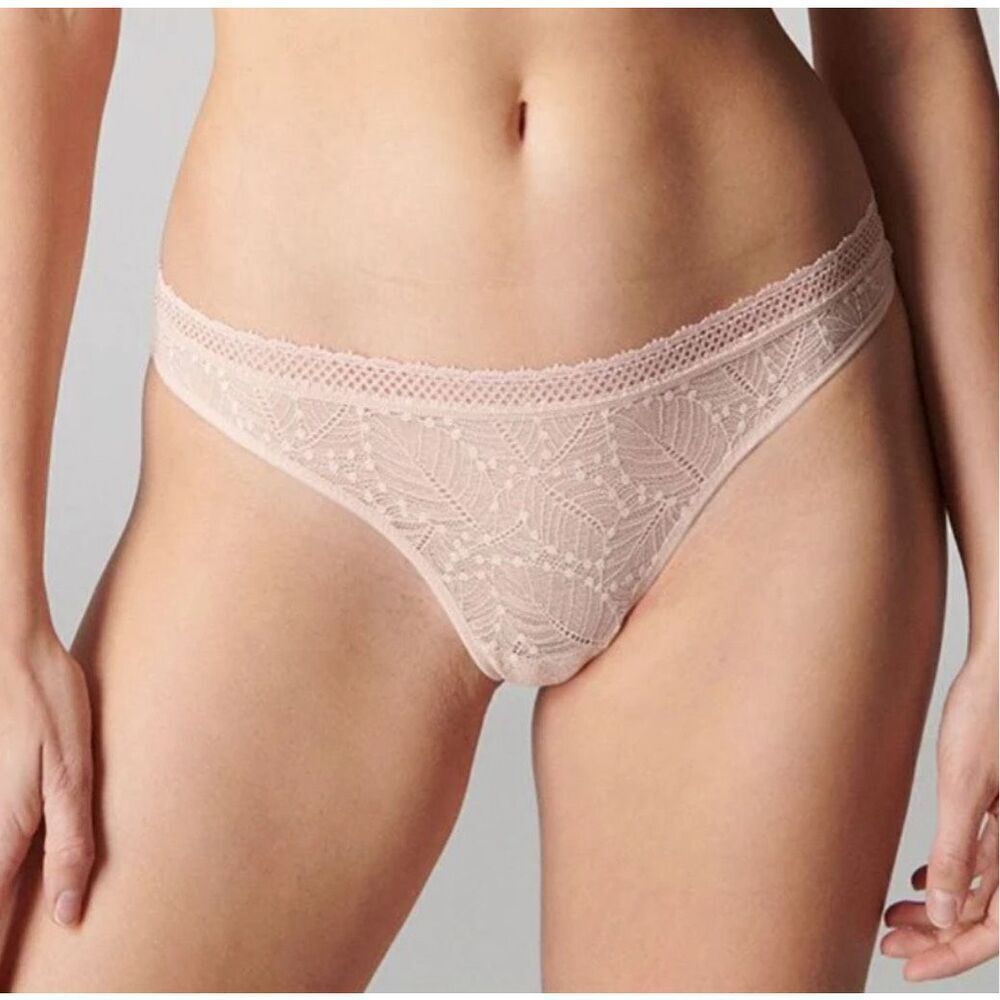 Simone Perele NWT Comete Feather & Fan Tanga Luxury Lingerie Lace Panty Size 1(X